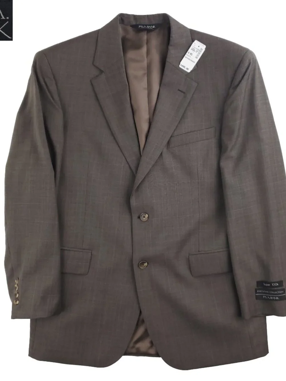 Jos. A. Bank Executive Suit Jacket Blazer Wool Plaid Super 100s Men's 42R NWT